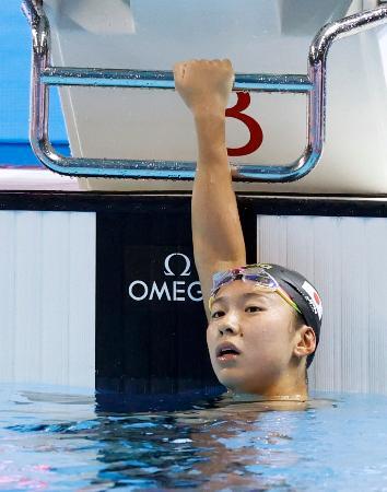 女子８００メートル自由形決勝を終えた梶本一花。８位だった＝シンガポール（共同）